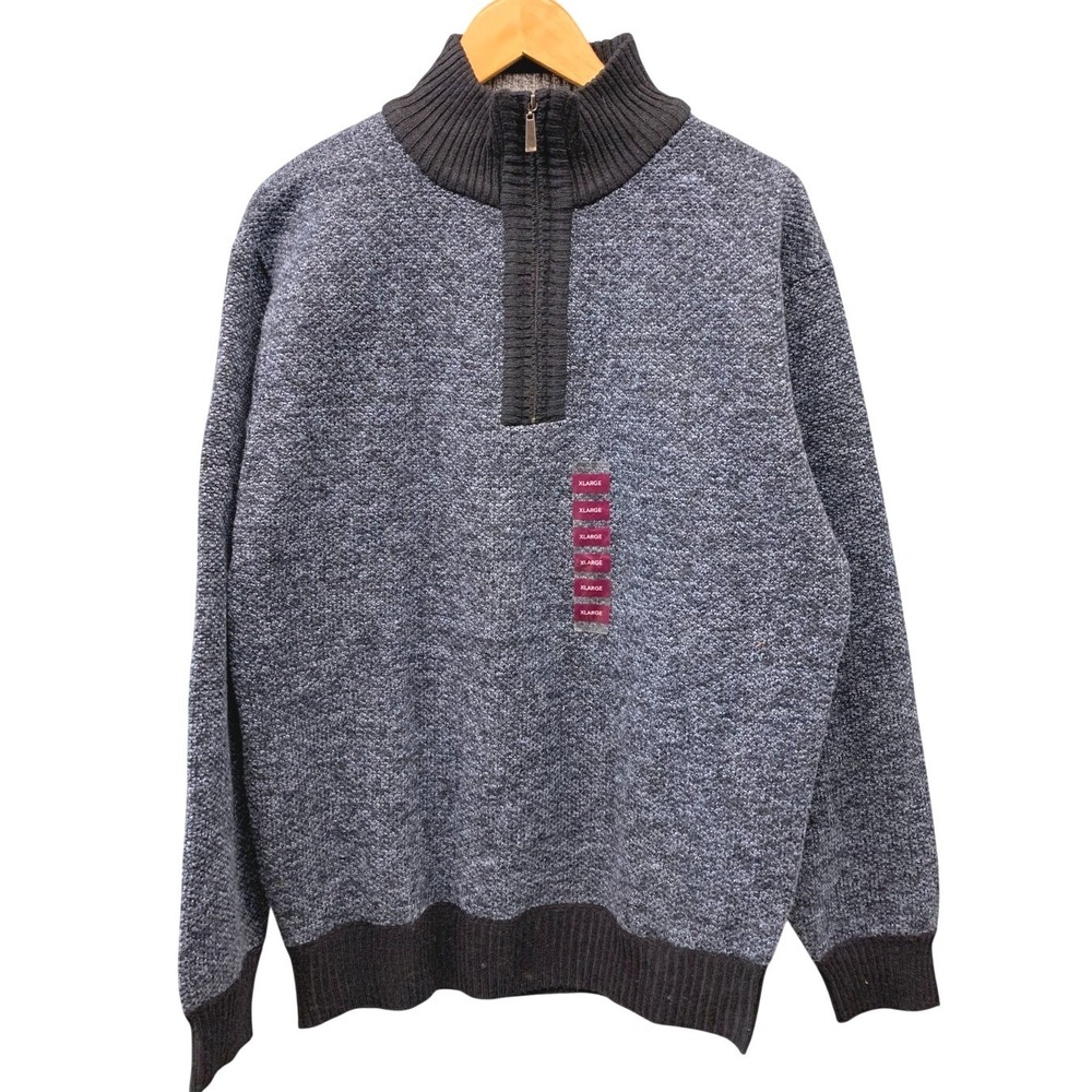 Billy London Sweater Men's Size XL Blue Fleece-Lined Quarter Zip Pullover NWT